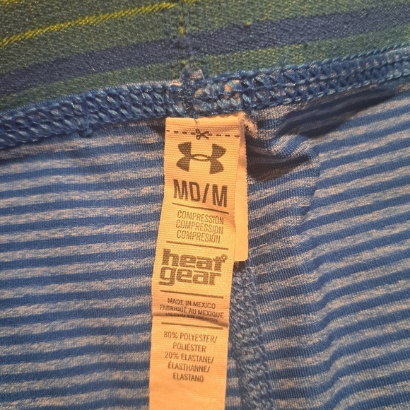Under Armour women's size Medium 2 tone blue compression shorts, EUC - Picture 2 of 3